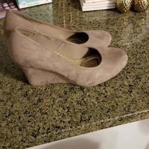 Tan suede wedges
